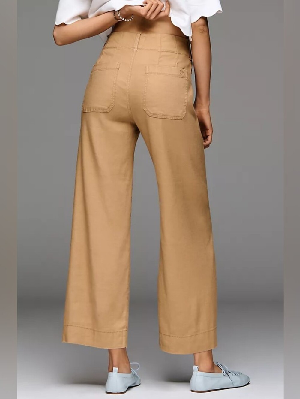 Anthropologie Maeve Colette Linen Stretch High Rise Wide Leg Pants Sz 27